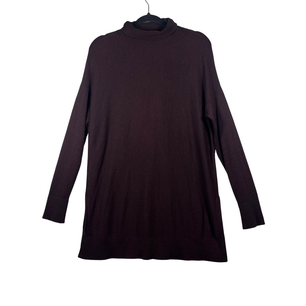 LOFT Tunic Sweater Womens Burgundy Mock Neck Side‎ Slit Size Small
